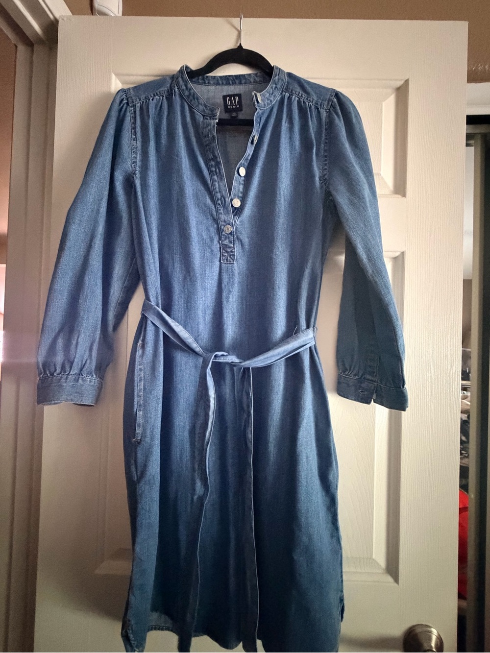 GAP Light Blue Denim Midi Shirt Dress